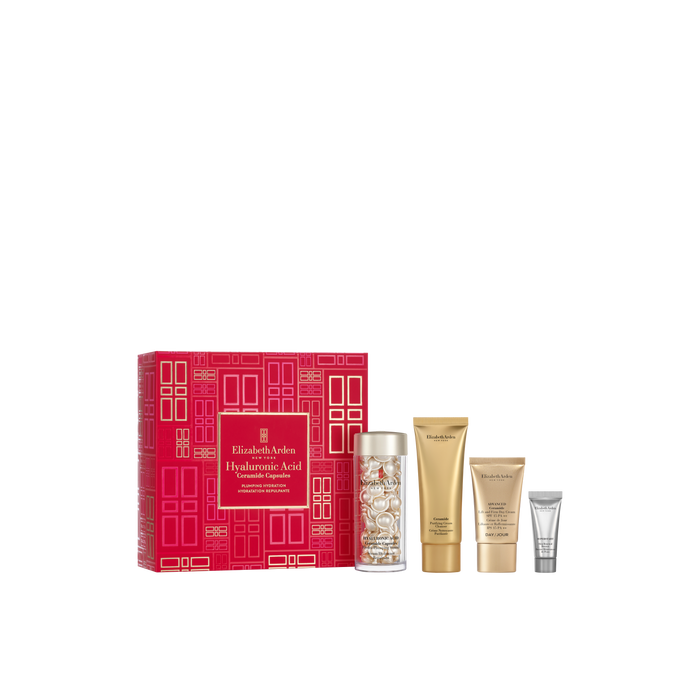 Elizabeth Arden skincare set with a red box on a white background
