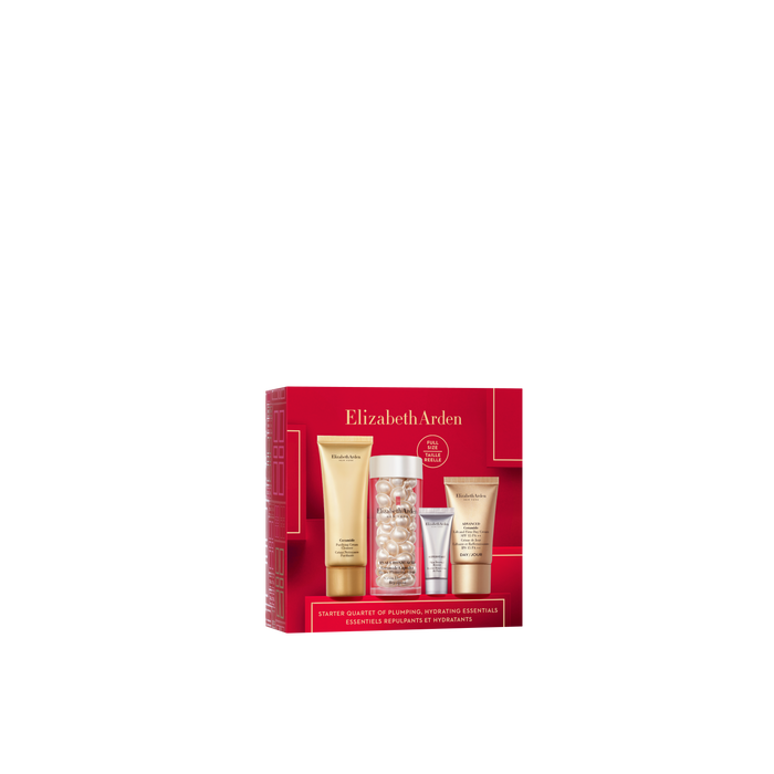 Elizabeth Arden skincare set in a red box on a white background