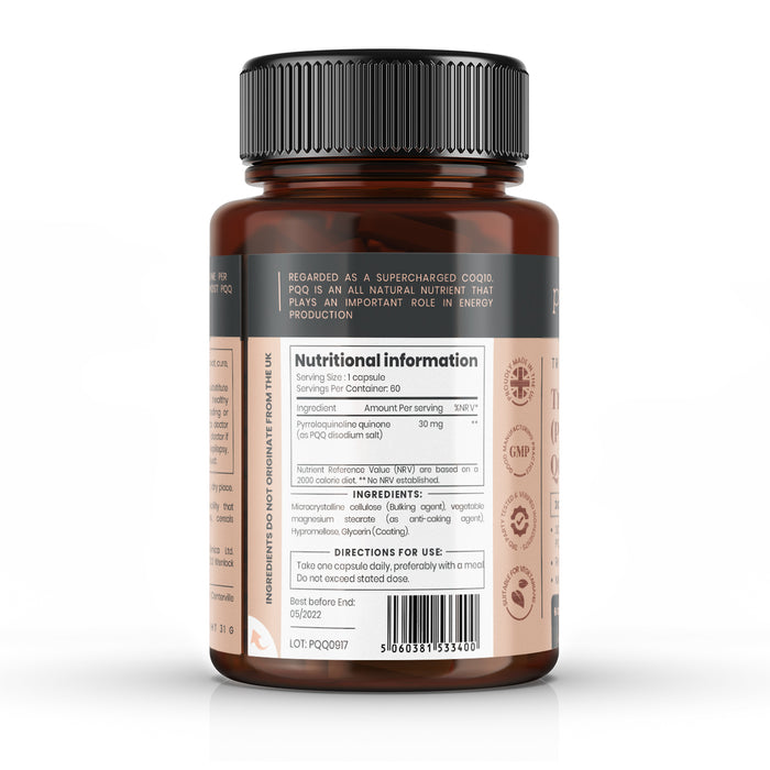 PQQ (Pyrroloquinoline Quinone) 30mg x 60 capsules