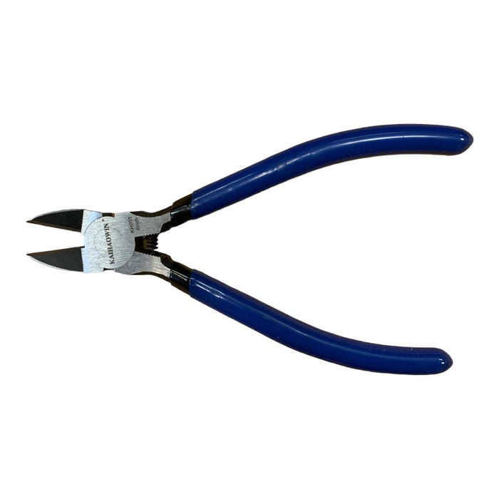 Blue handled Flush Cut Pliers on white background sold by HH Perkins Co.