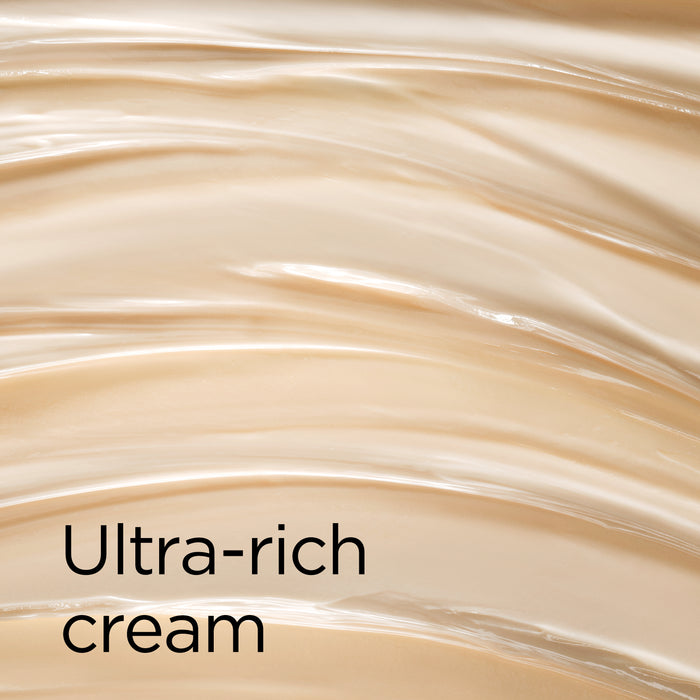 Close-up of ultra-rich cream with text overlay