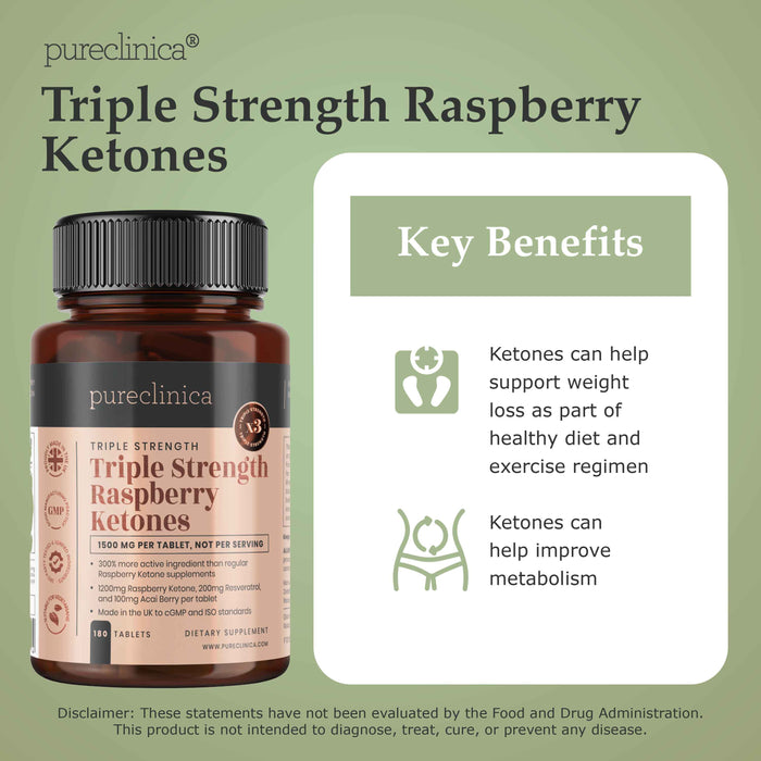 Raspberry Ketones with Acai and Resveratrol 1500mg x 180 tablets