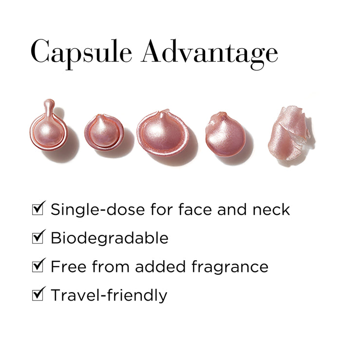 Capsule Advantage with pink capsules and benefits listed on a white background