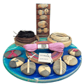 The complete Pink Pastels Rock Wrapping kit on a white background with all of the materials sold in the kit.