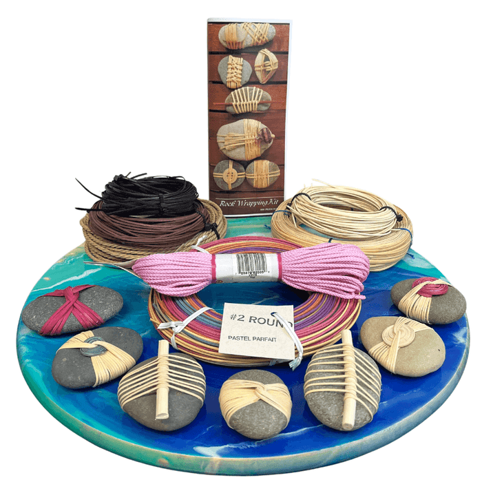 The complete Pink Pastels Rock Wrapping kit on a white background with all of the materials sold in the kit.