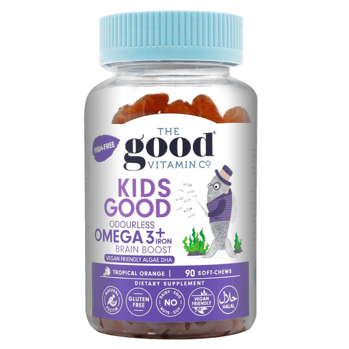 The Good Vitamin Co Kids Good Omega 3 Supplements + Iron - Vegan Friendly Algae DHA