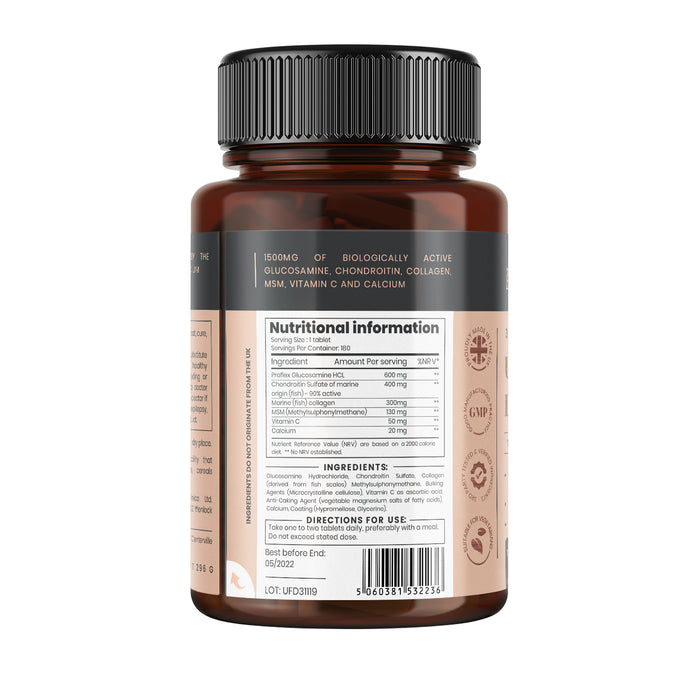 UltraFlex Diamond Glucosamine, Chondroitin, Collagen, Vitamin C and Calcium 1500mg x 180 tablets
