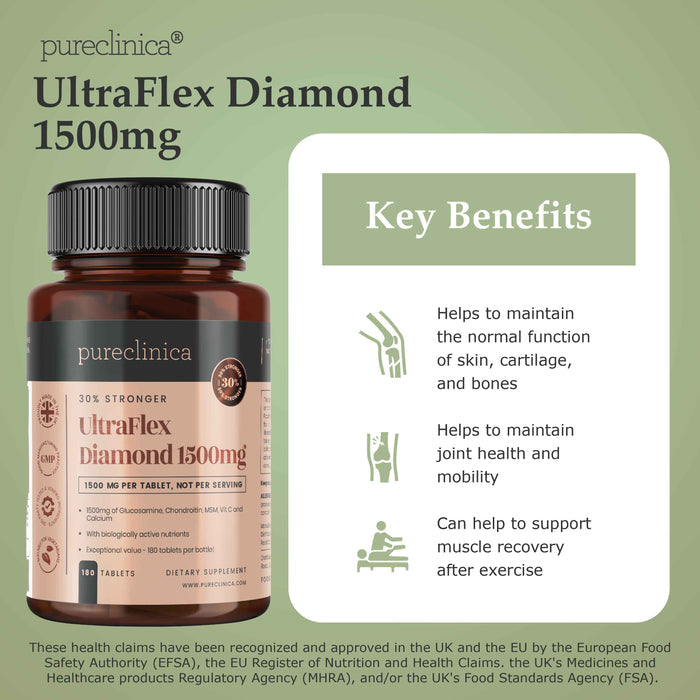 UltraFlex Diamond Glucosamine, Chondroitin, Collagen, Vitamin C and Calcium 1500mg x 180 tablets