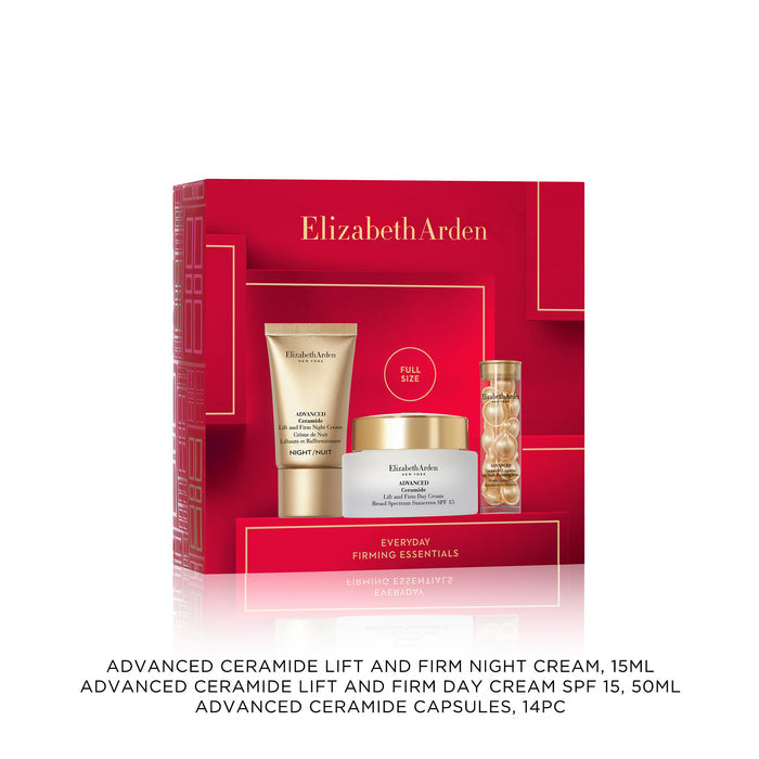 Elizabeth Arden UK Uplifting Moments Advanced Ceramide Skincare 3-piece Holiday Gift Set, with Lift & Firm Night Cream, Lift & Firm Day Cream SPF 15, and Advanced Ceramide Capsules