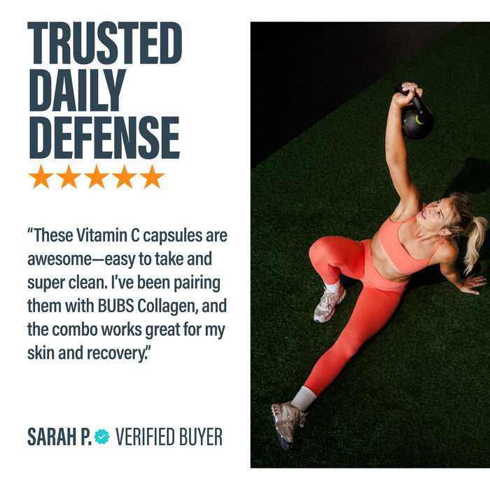 Woman exercising with BUBS Boost Vitamin C