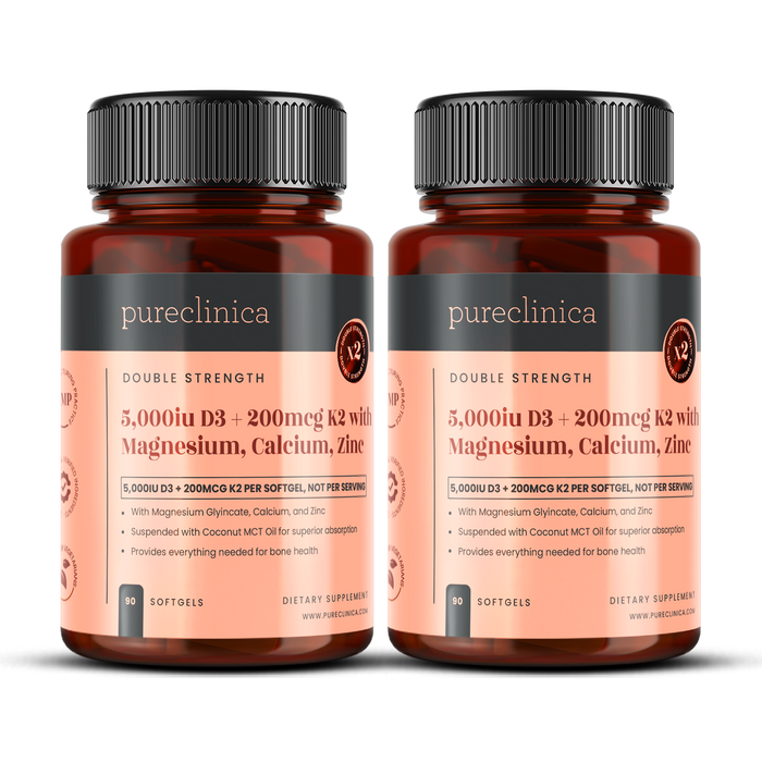 Vitamin D3 5000IU + K2 200mcg + 460mg Calcium, Magnesium and Zinc x 90 softgels