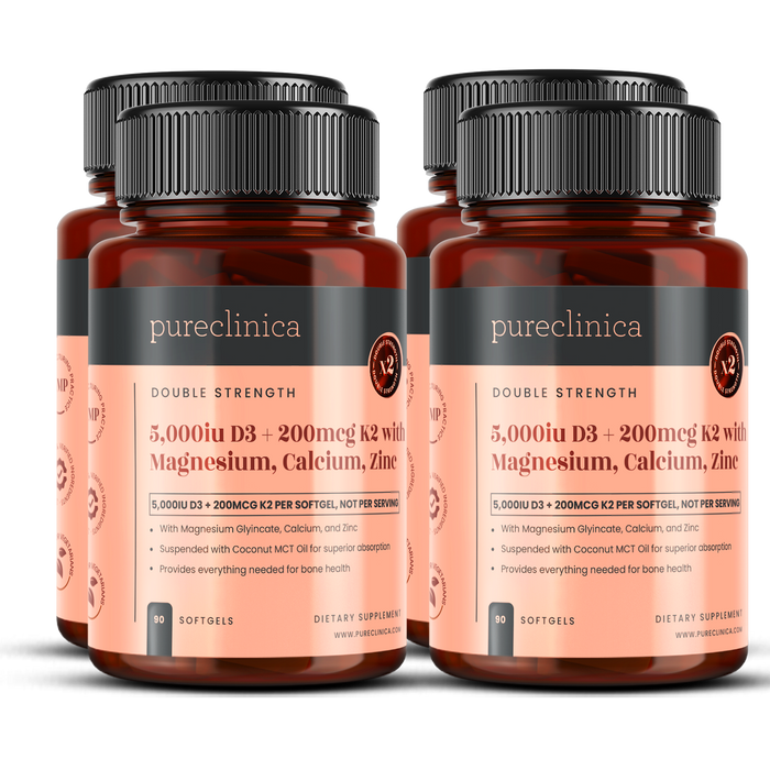 Vitamin D3 5000IU + K2 200mcg + 460mg Calcium, Magnesium and Zinc x 90 softgels