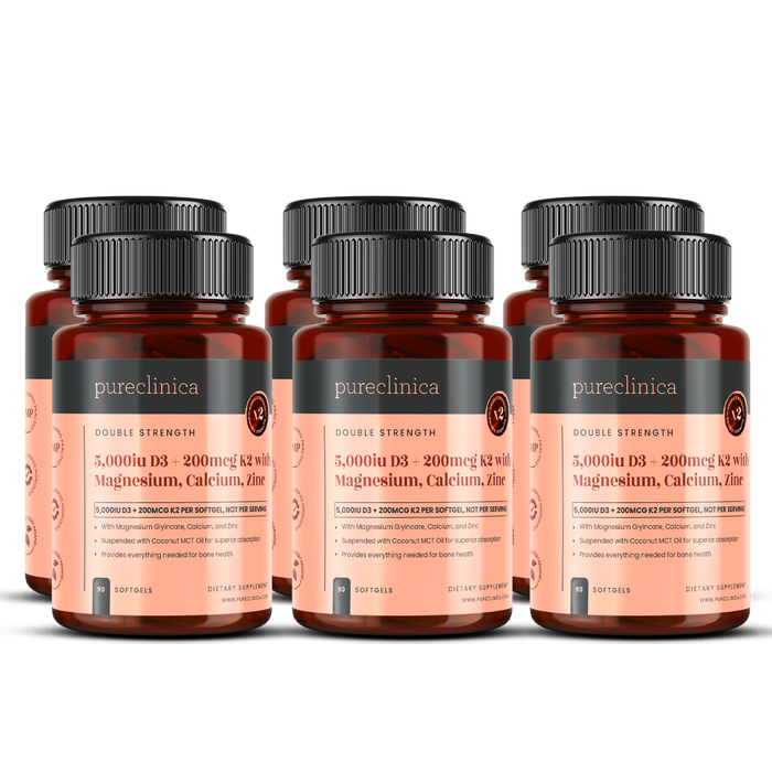 Vitamin D3 5000IU + K2 200mcg + 460mg Calcium, Magnesium and Zinc x 90 softgels