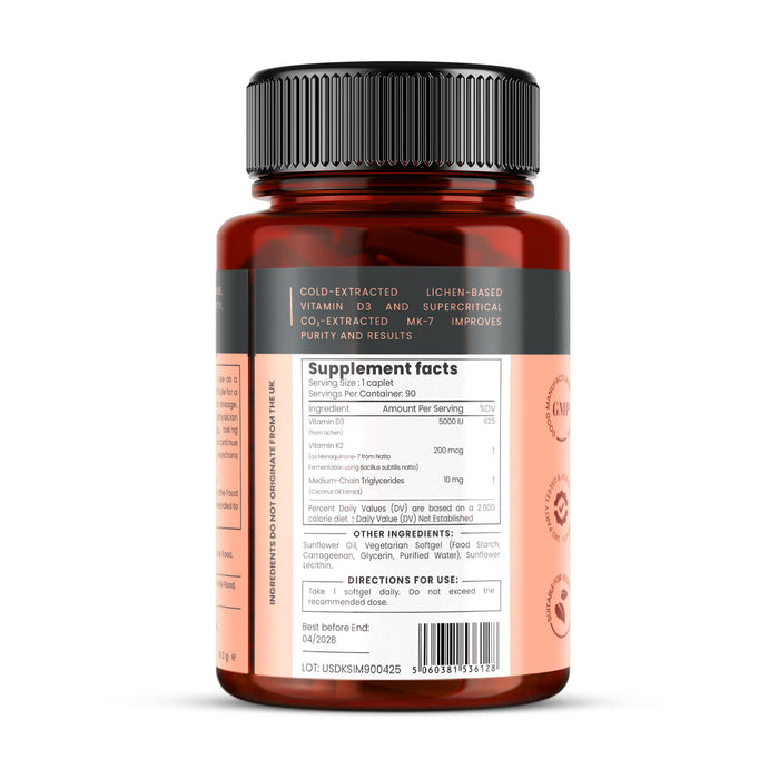 Vitamin D3 5000IU + K2 200mcg x 90 softgels