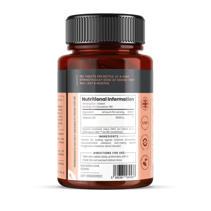 Vitamin D3 5000IU x 180 tablets