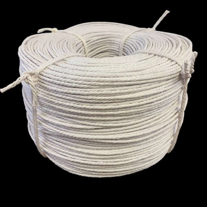 White Unlaced Danish Cord 10lb Reel from HH Perkins on black background.