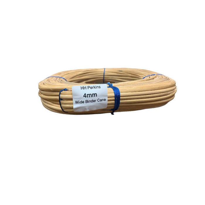 4mm Wide Binder Cane coil with HH Perkins product tag. Viewed from the front on white background.